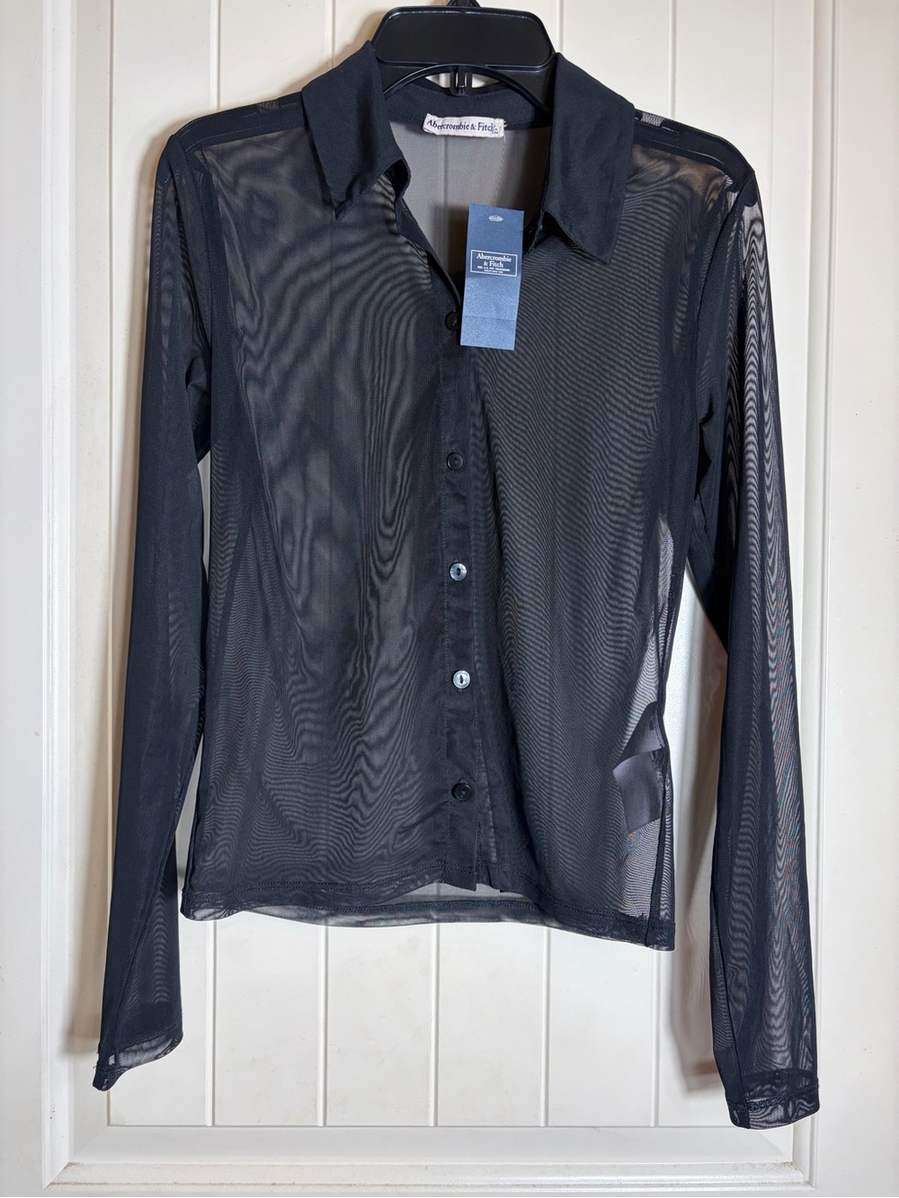 Abercrombie & Fitch Sheer Button-Down Shirt - Black